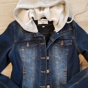 Brand new jean jacket with detachable hood. Size M
